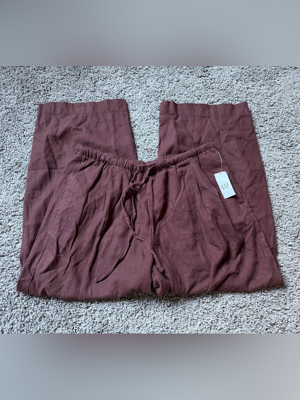 NWT Gap Factory Mid Rise Pull-On Linen-Blend Barrel Pants - Picture 2 of 4